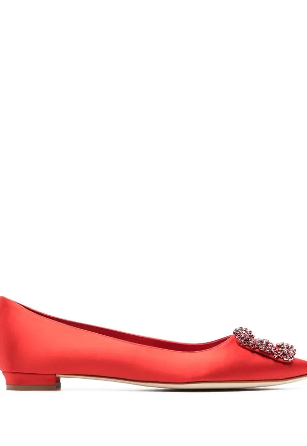 Manolo Blahnik Hangisi platta pumps - Röd