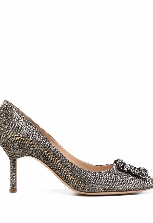 Manolo Blahnik Hangisi pumps - Silverfärgad