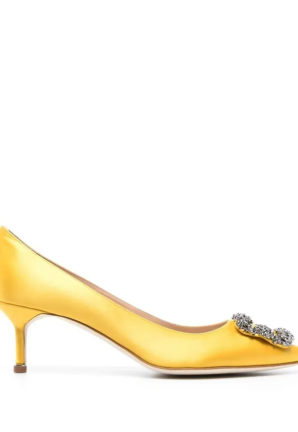 Manolo Blahnik Hangisi pumps med strasspänne - Gul