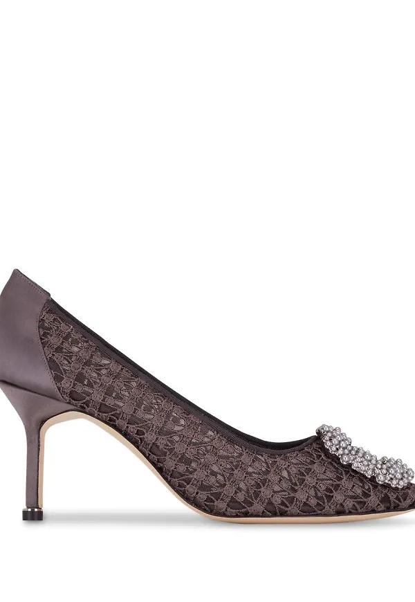 Manolo Blahnik Hangisi spetsiga pumps - Brun