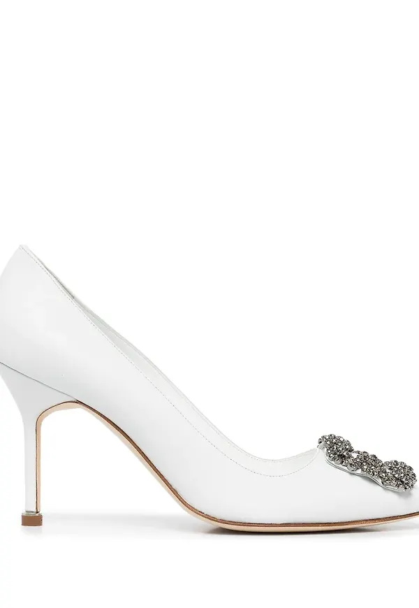 Manolo Blahnik Hangisi spetsiga pumps - Vit