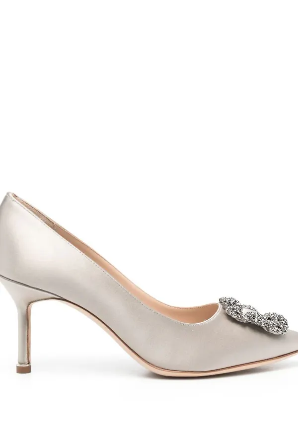 Manolo Blahnik Hangisi utsmyckade pumps - Grå