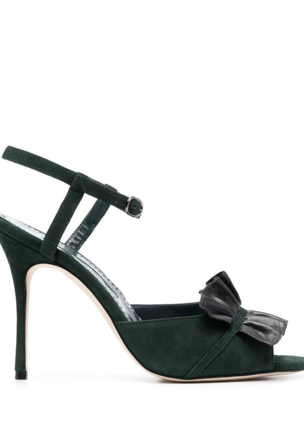 Manolo Blahnik Khedni sandaler i mocka - Grön