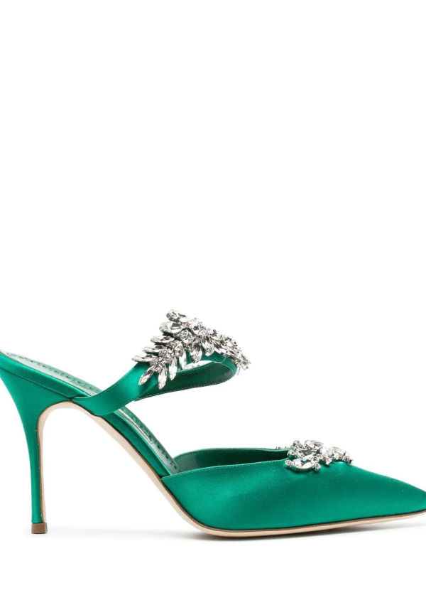 Manolo Blahnik Lurum utsmyckade slip-ons 90 mm - Grön