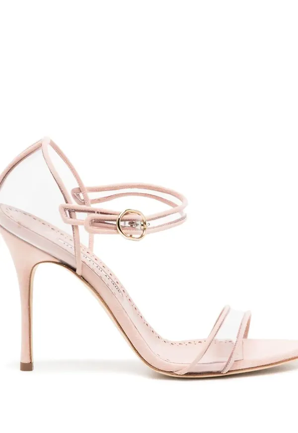 Manolo Blahnik lädersandaler 100 mm - Rosa