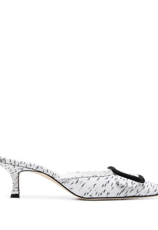 Manolo Blahnik Maysale mönstrade slip-ons - Vit