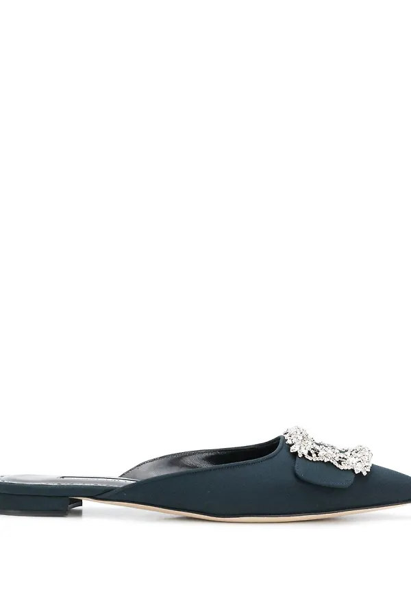 Manolo Blahnik Maysale utsmyckade slip-ons - Blå