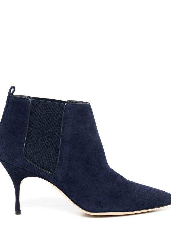 Manolo Blahnik mockastövlar med spetsig tå - Blå