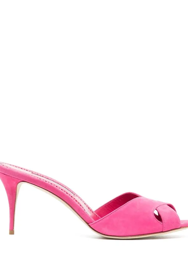 Manolo Blahnik Mumbimu slip-ons i mocka - Rosa