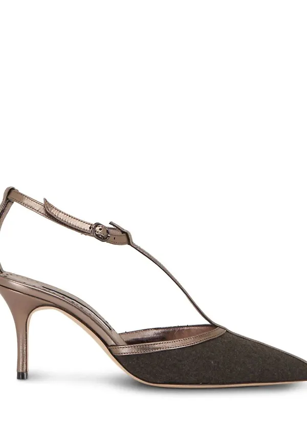 Manolo Blahnik Piglie pumps med ankelrem - Brun