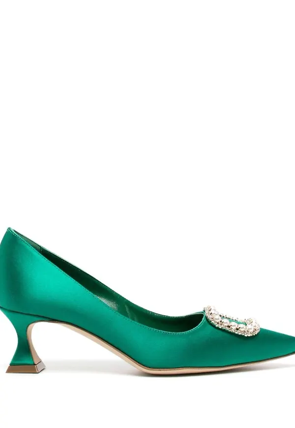 Manolo Blahnik pumps med strass - Grön