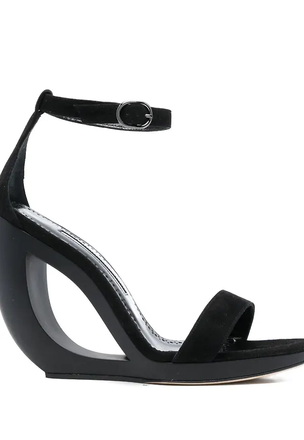 Manolo Blahnik sandaler med kilklack - Svart
