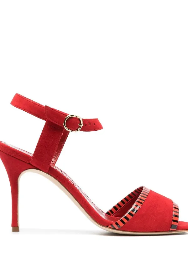 Manolo Blahnik sandaler med randdetalj - Röd