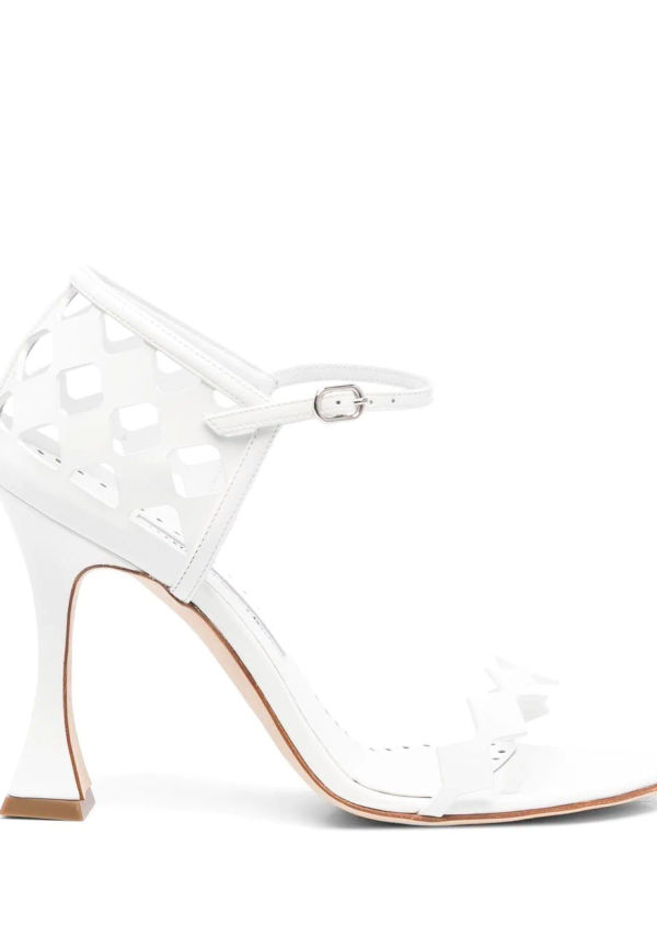 Manolo Blahnik sandaler med skulpterad klack 100 mm - Vit