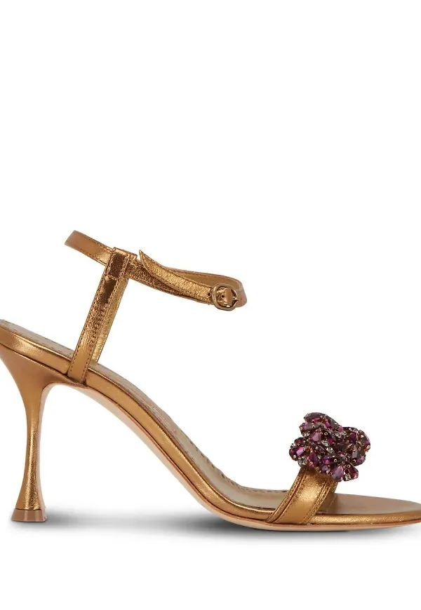 Manolo Blahnik sandaler med strass - Brun