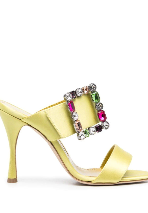 Manolo Blahnik sandaler med strass - Grön