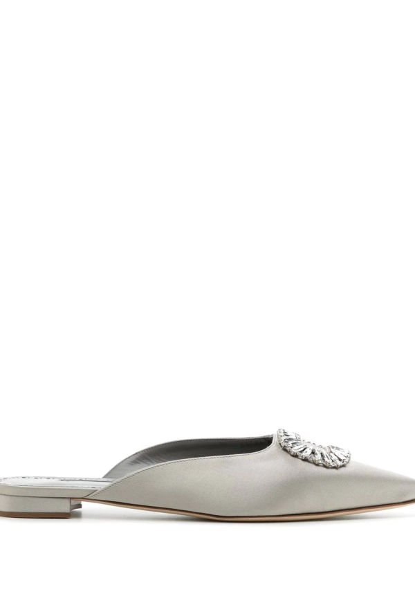 Manolo Blahnik Sigulona slip-ons med strass - Grå