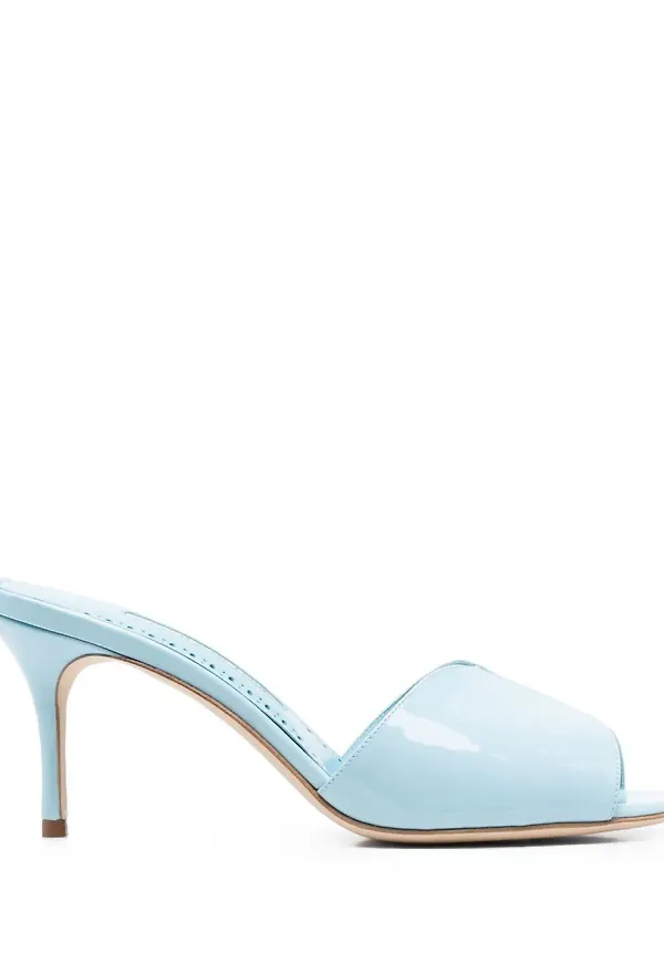 Manolo Blahnik slip-ons i läder - Blå
