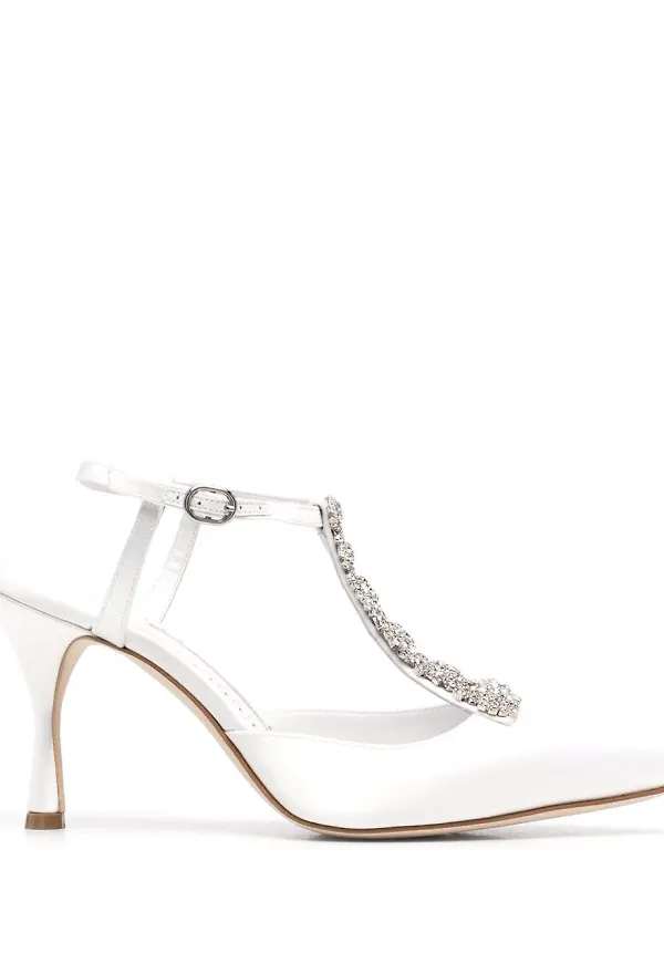 Manolo Blahnik Tangun satinpumps - Vit