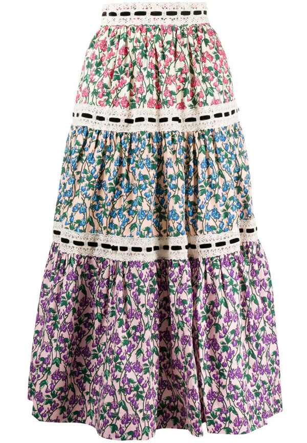 Marc Jacobs blommig A-linjeformad kjol - Rosa