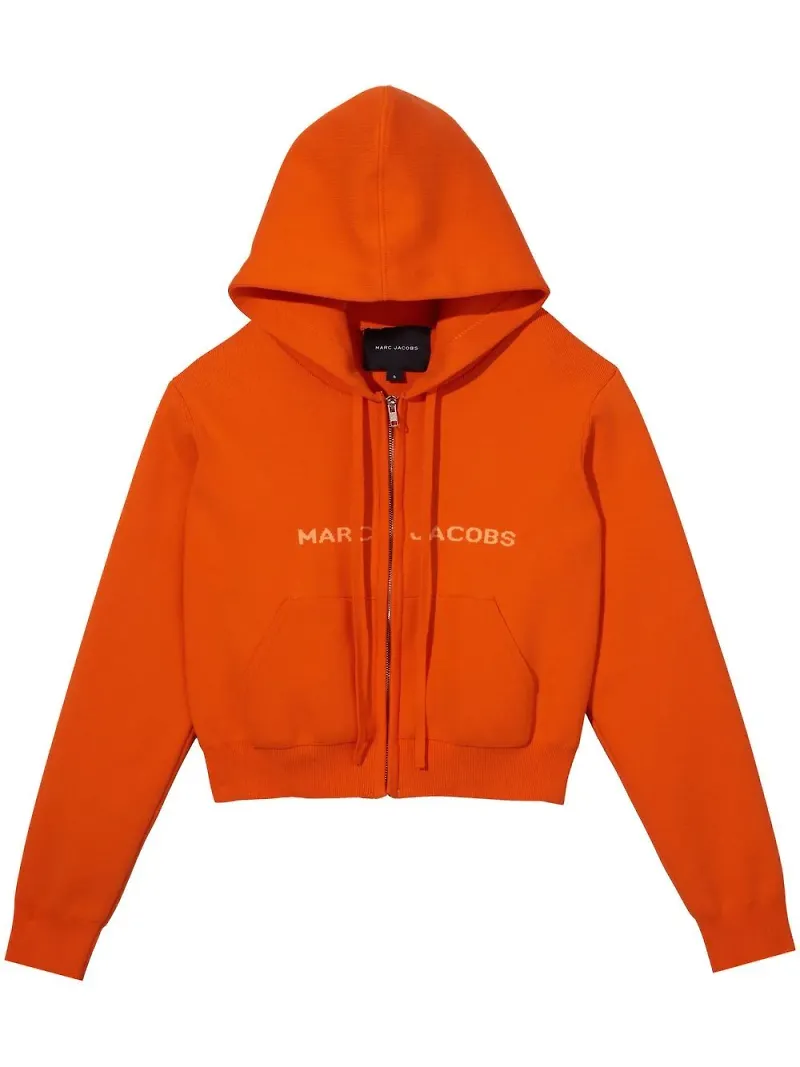 Marc Jacobs croppad hoodie med dragkedja - Orange
