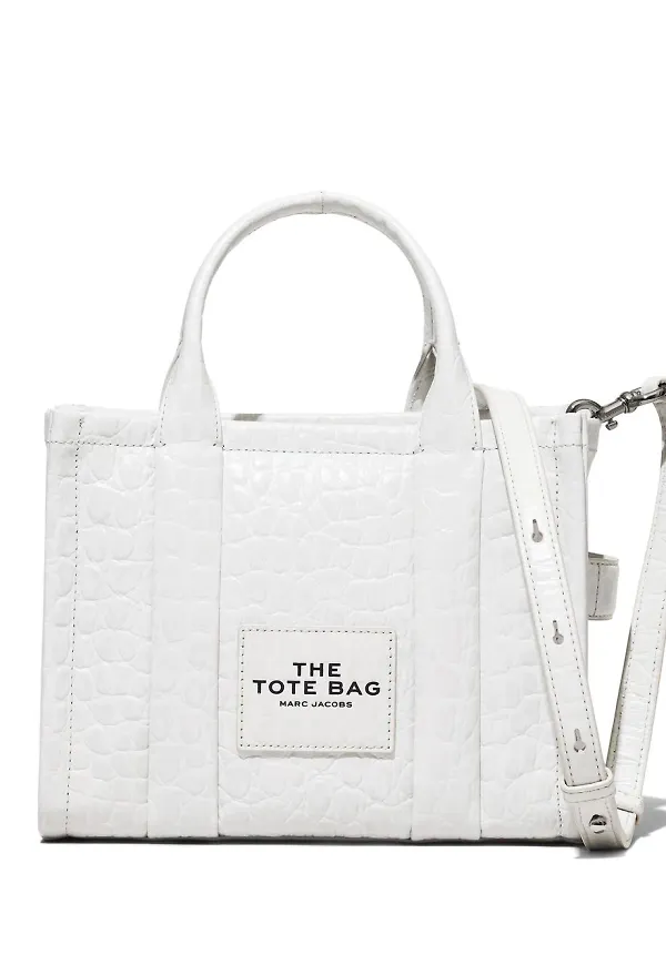 Marc Jacobs liten krokodilpräglad totebag - Vit