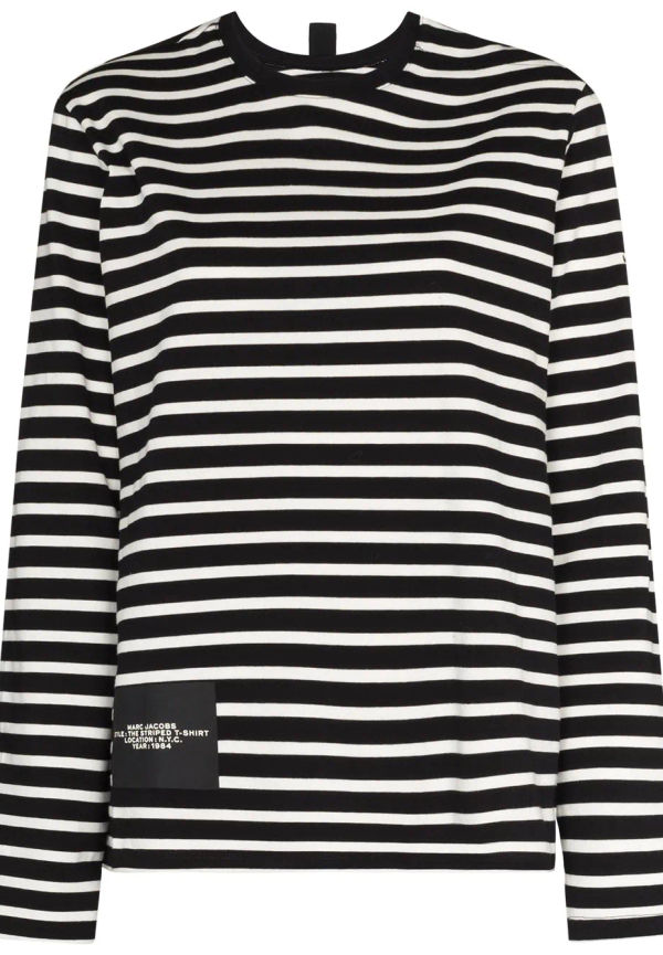 Marc Jacobs randig långärmad t-shirt - Svart