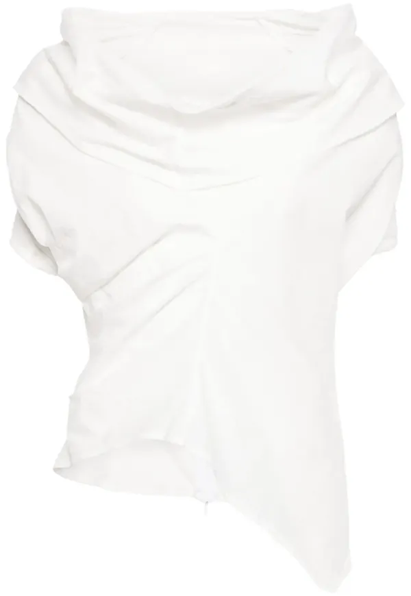 Marc Le Bihan draperad asymmetrisk blus - Vit