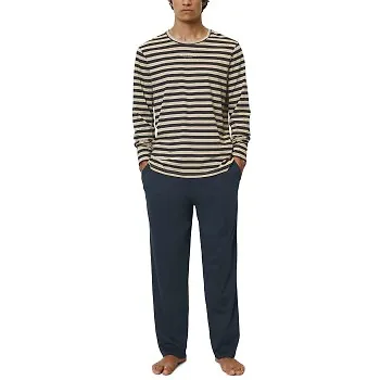 Marc O Polo Men Long Pyjama Set Beige/marin bomull Medium Herr