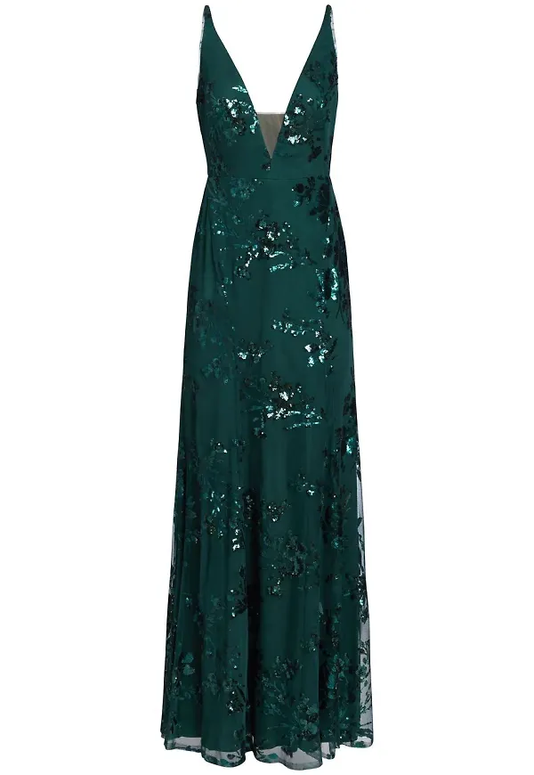 Marchesa Notte Bridesmaids paljettprydd aftonklänning - Grön