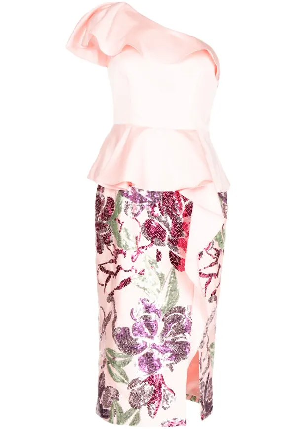 Marchesa Notte paljettprydd klänning - Rosa – Farfetch
