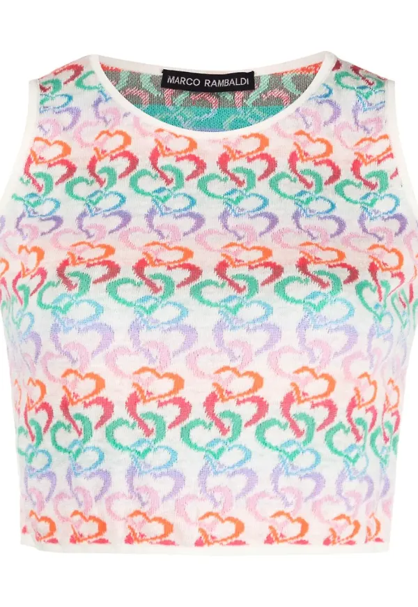 Marco Rambaldi intarsiastickad croptop - Vit