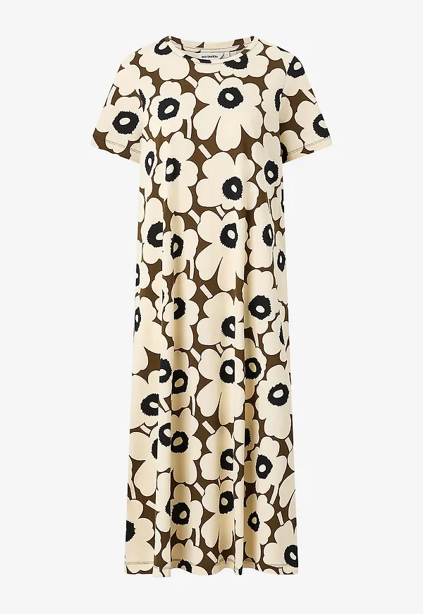 Marimekko - Klänning Pisteinen Unikko - Beige