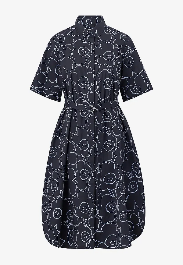 Marimekko - Klänning Popliini Piirto Unikko - Blå