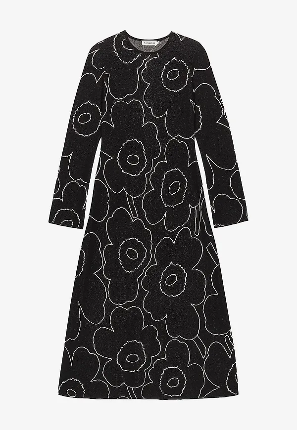 Marimekko - Klänning Takaisin Piirto Unikko - Svart