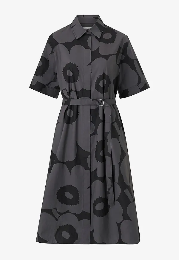 Marimekko - Skjorta Klänning Popliini Unikko - Svart