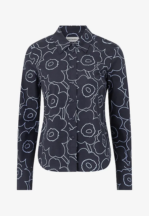 Marimekko - Skjorta Innota Piirto Unikko - Blå