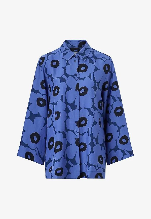 Marimekko - Skjorta Törmä Unikko - Blå
