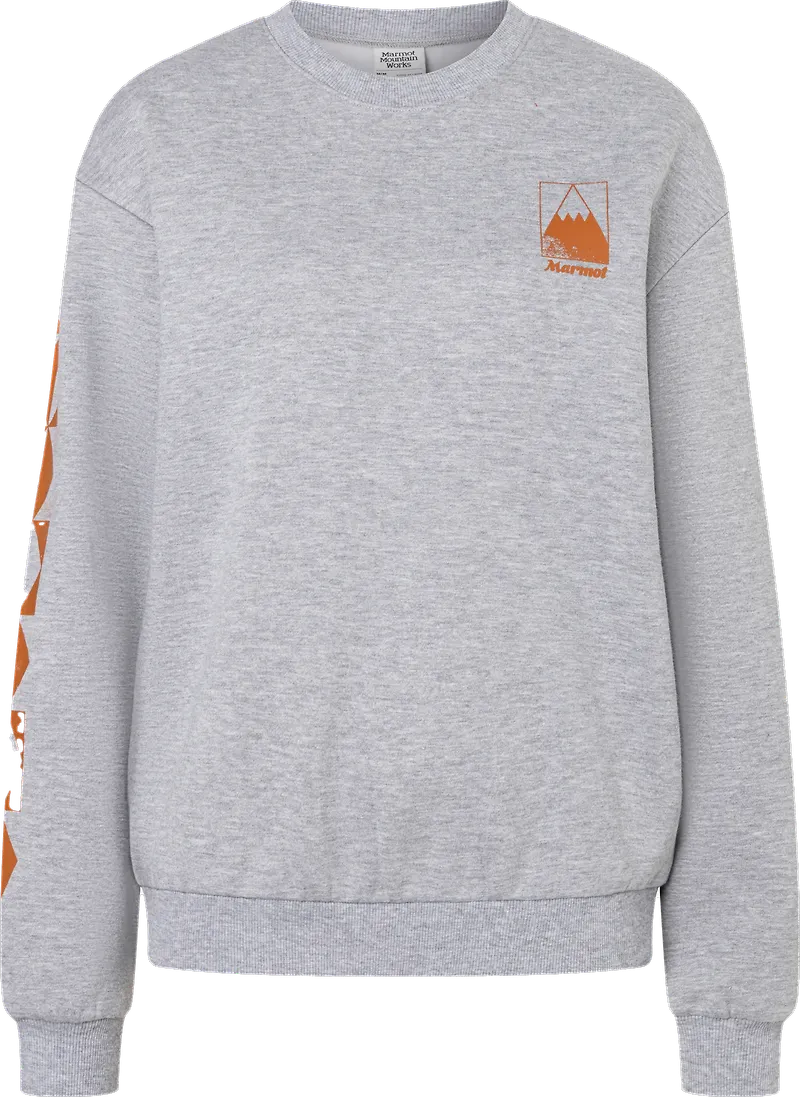 Marmot Women's Mountain Geo Crew Sweatshirt Grey Heather