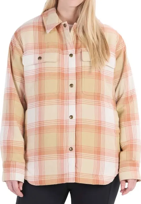 Marmot Women's Ridgefield Sherpa Flannel Shirt Jacket Light Oak/Papyrus