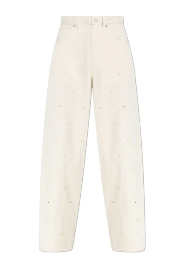 Marni, Jeans, Dam, XS, Bomull, Byxor med broderat mönster