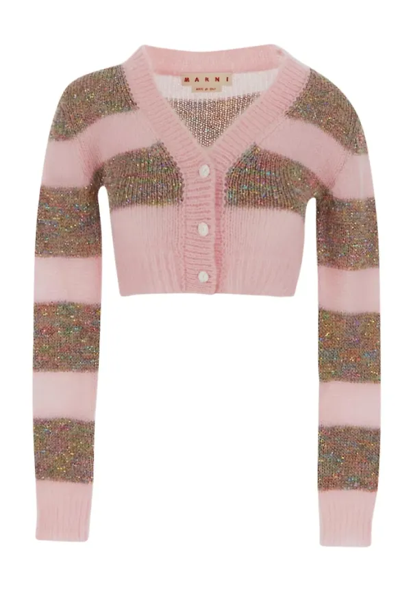 Marni Beskuren randig kofta Rosa, Dam