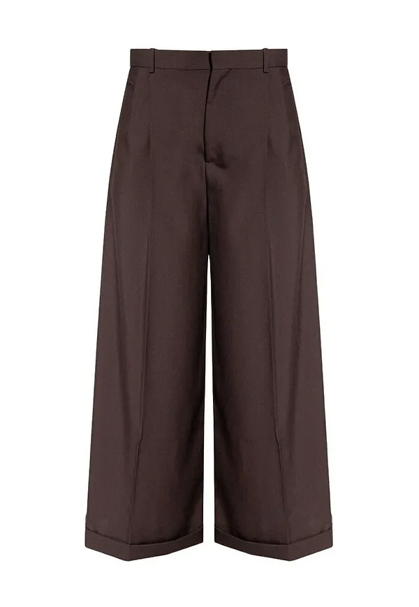 Marni Wool pleat-front trousers Brun, Dam