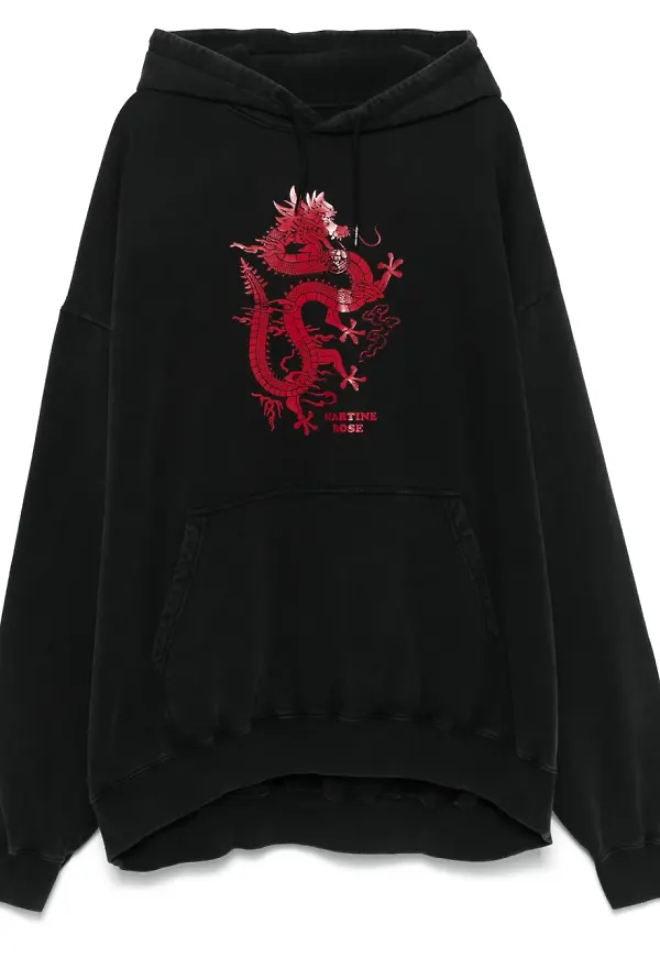 Martine Rose hoodie med draktryck - Svart