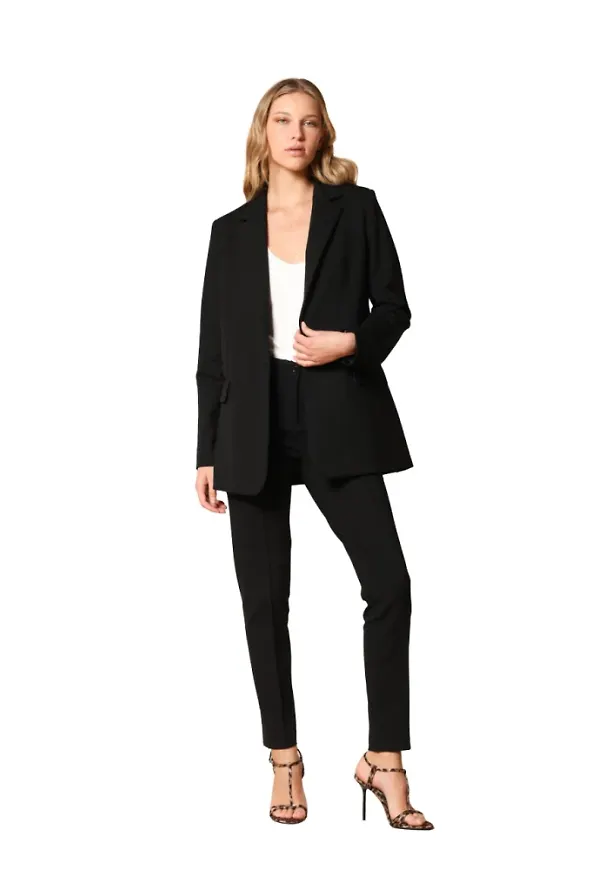 Mason's, Jacka, Dam, 2Xs, Elegant Svart Jersey Lång Blazer