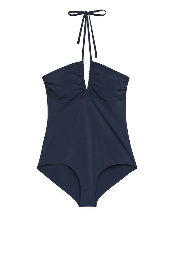 Matte Halterneck Swimsuit - Blue