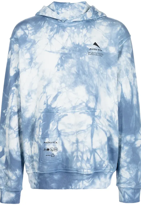 Mauna Kea batikmönstrad hoodie - Blå