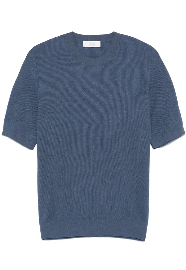 Mauro Ottaviani ribbstickad t-shirt - Blå