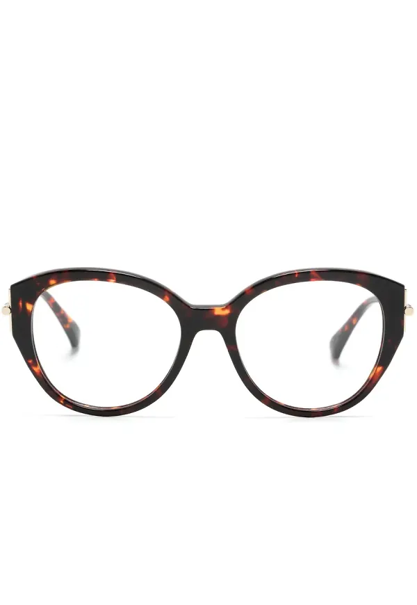 Max Mara Eyewear runda sköldpaddsfärgade glasögon - Brun