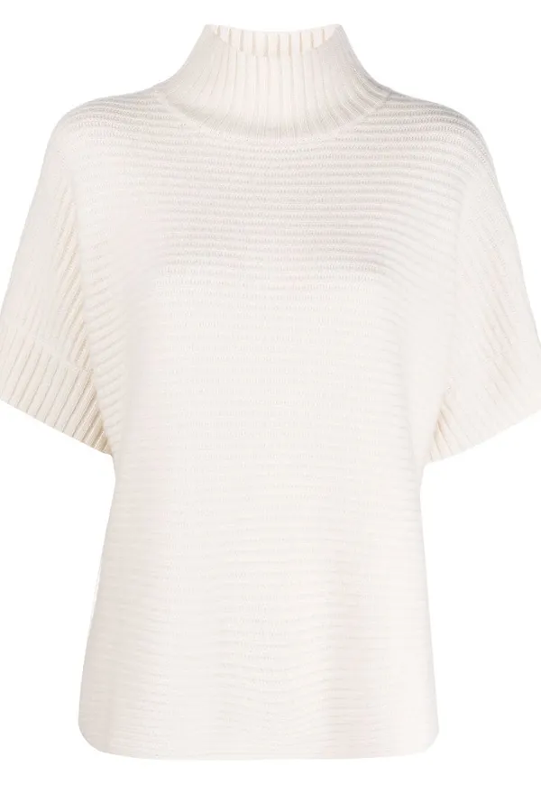 Max Mara ribbstickad kortärmad topp - Vit